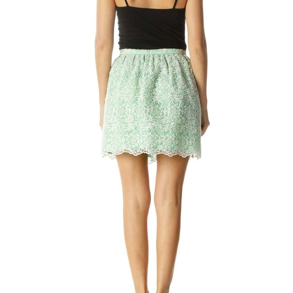 Zara Mint Floral Print A-line Skirt - Picture 3 of 3